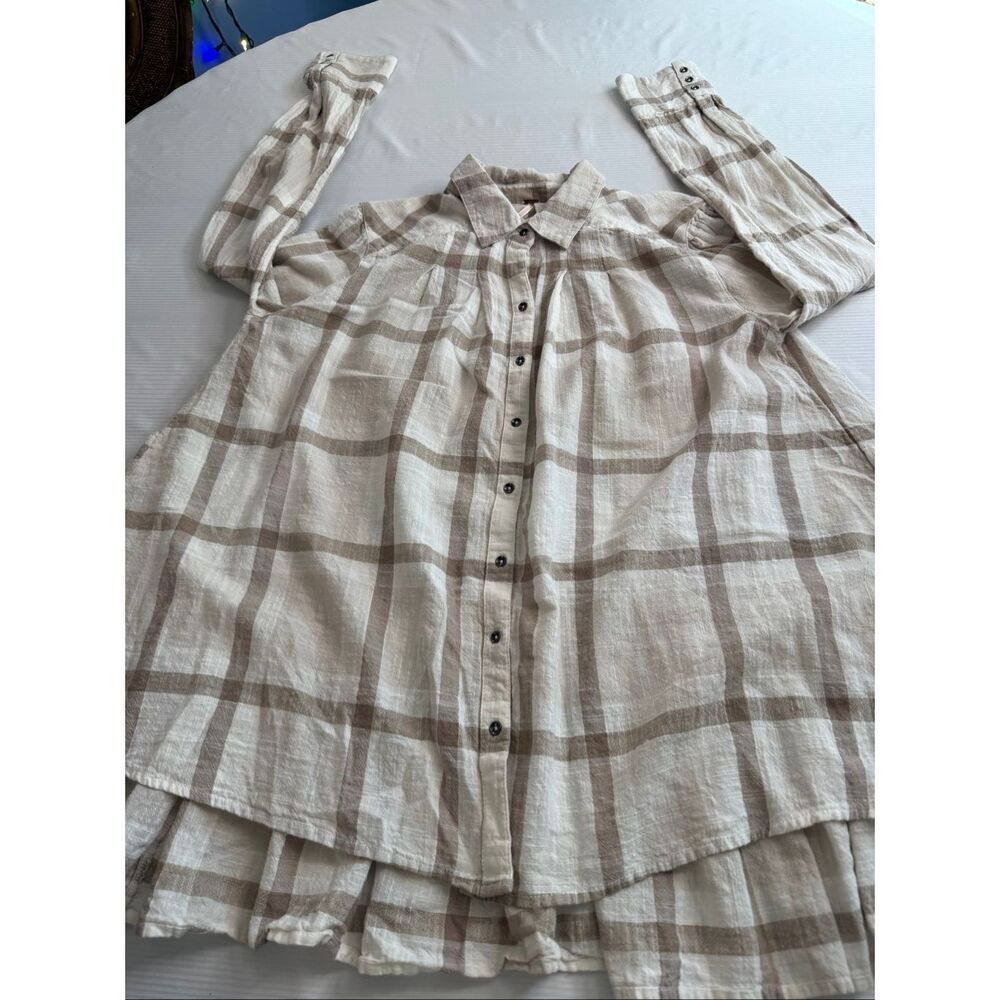 Free People Peppy In Plaid Button Up Ruffle Back Size Medium - Picture 6 of 10
